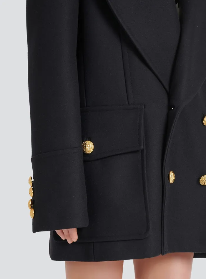 Balmain Outerwear WomensMens Unisex 8211 SixButton Wool Coat With Detachable Collar Navy Balmain Outerwear WomensMens Unisex 8211 SixButton Wool Coat With Detachable Collar Navy