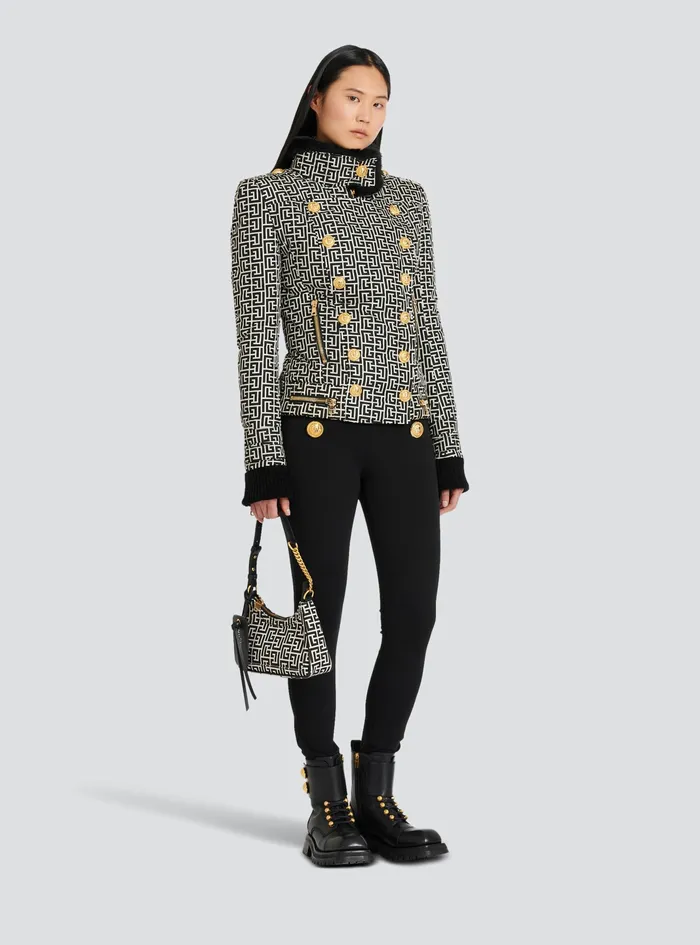 Balmain Outerwear Womens Monogram Print Jacket Black Balmain Outerwear Womens Monogram Print Jacket Black