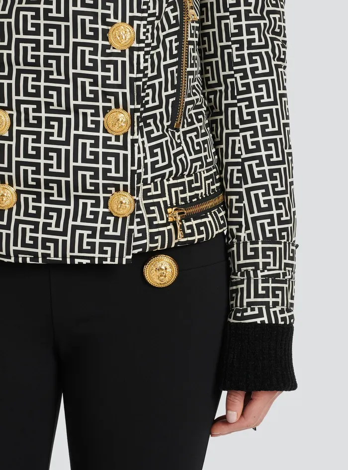 Balmain Outerwear Womens Monogram Print Jacket Black Balmain Outerwear Womens Monogram Print Jacket Black