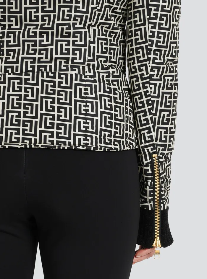 Balmain Outerwear Womens Monogram Print Jacket Black Balmain Outerwear Womens Monogram Print Jacket Black