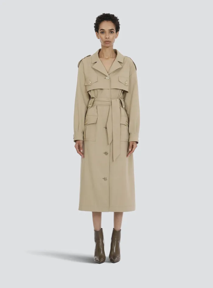 Balmain Outerwear Womens Trench Beige Balmain Outerwear Womens Trench Beige