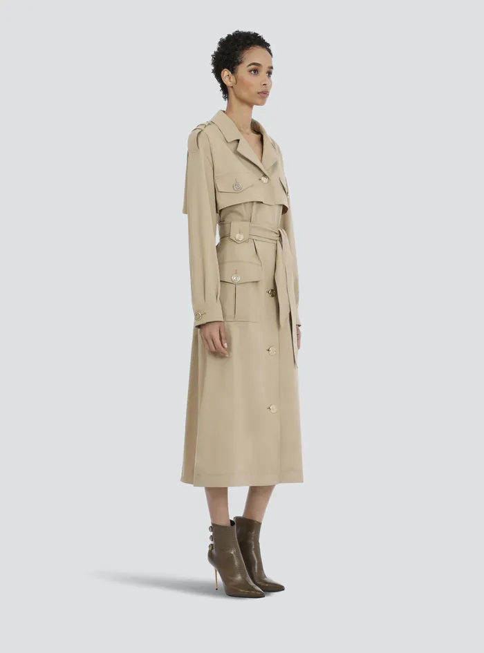 Balmain Outerwear Womens Trench Beige Balmain Outerwear Womens Trench Beige