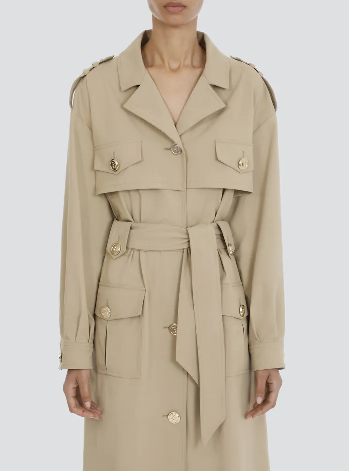 Balmain Outerwear Womens Trench Beige Balmain Outerwear Womens Trench Beige