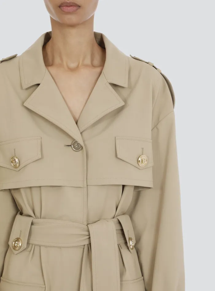 Balmain Outerwear Womens Trench Beige Balmain Outerwear Womens Trench Beige