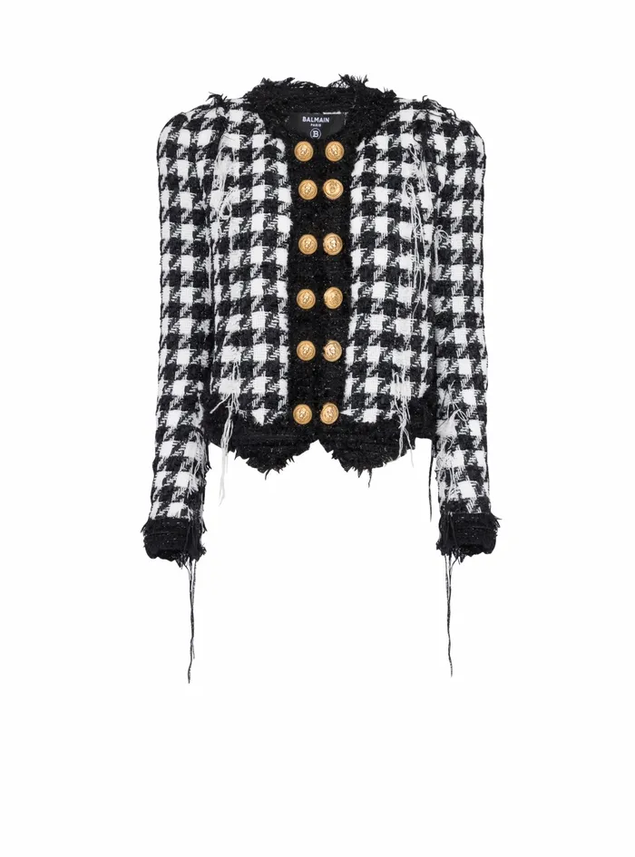 Balmain Outerwear Womens Tweed Spencer Jacket Black