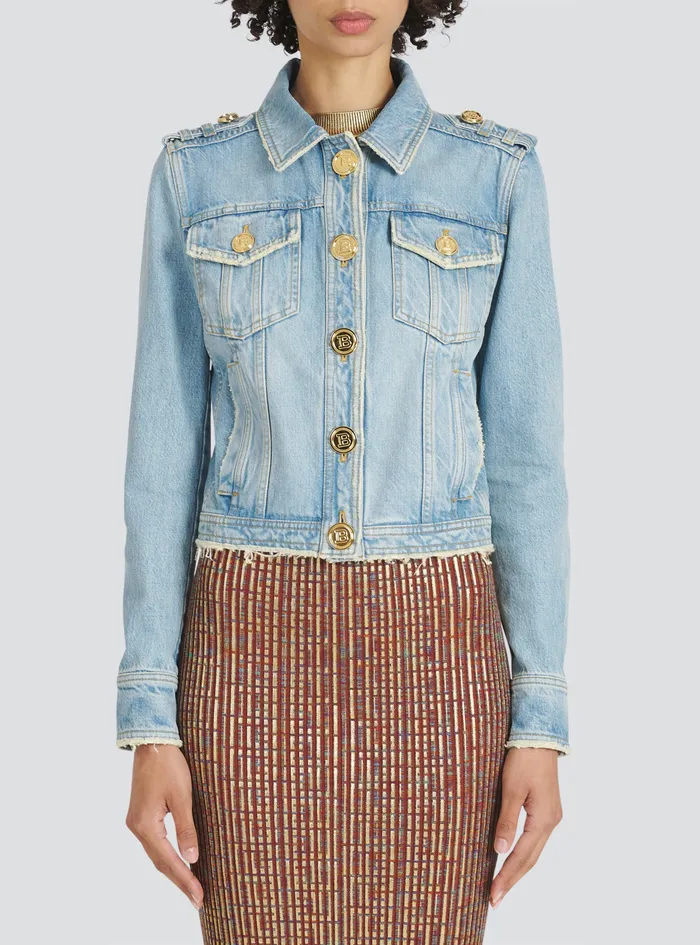 Balmain Outerwear Womens Vintage Denim Jacket Blue Balmain Outerwear Womens Vintage Denim Jacket Blue