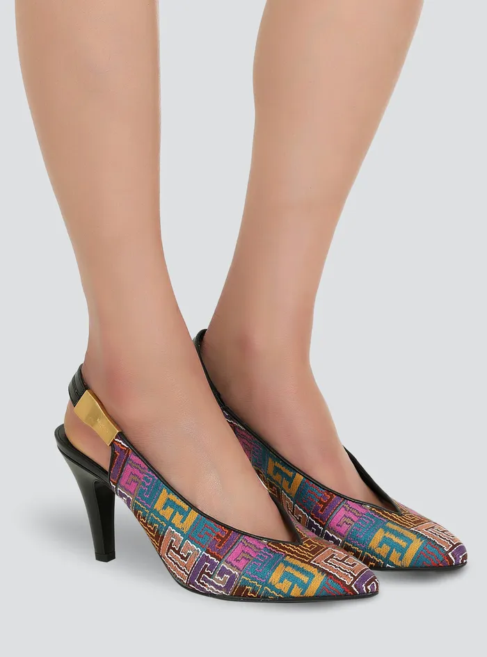 Balmain Sandals Womens Multicolor Needlepoint Tara Pumps With Balmain Monogram Multicolor Balmain Sandals Womens Multicolor Needlepoint Tara Pumps With Balmain Monogram Multicolor