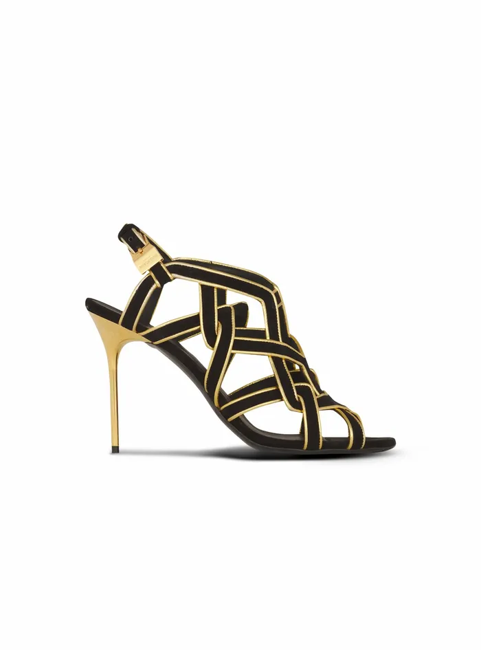 Balmain Sandals Womens Suede Urania Sandals Black