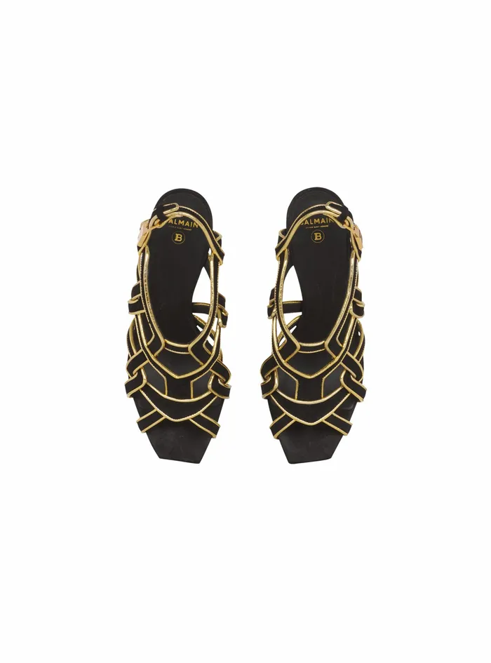 Balmain Sandals Womens Suede Urania Sandals Black Balmain Sandals Womens Suede Urania Sandals Black