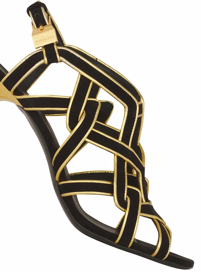 Balmain Sandals Womens Suede Urania Sandals Black Balmain Sandals Womens Suede Urania Sandals Black