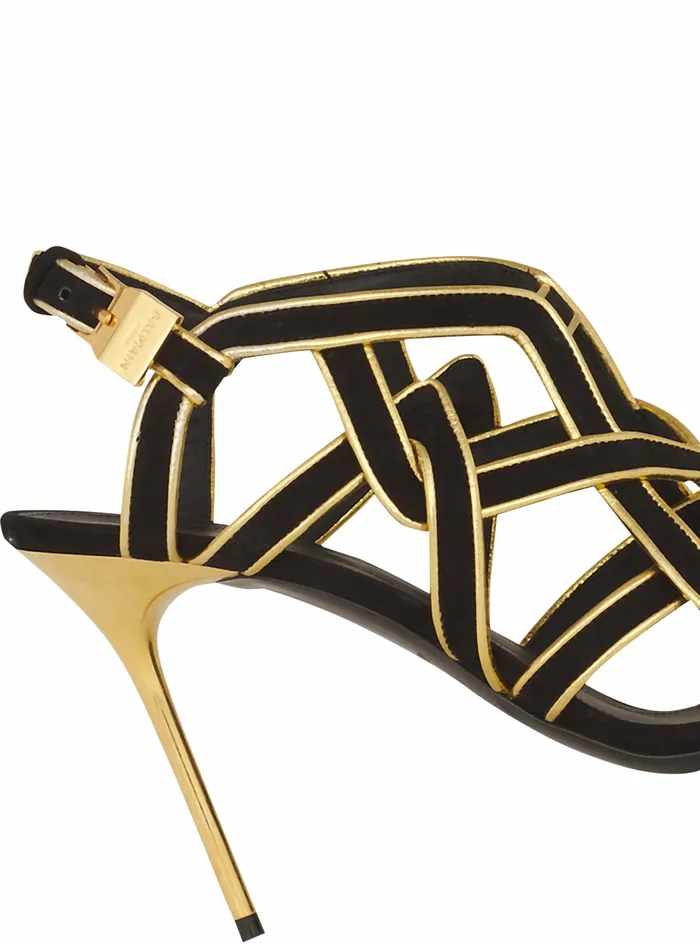 Balmain Sandals Womens Suede Urania Sandals Black Balmain Sandals Womens Suede Urania Sandals Black