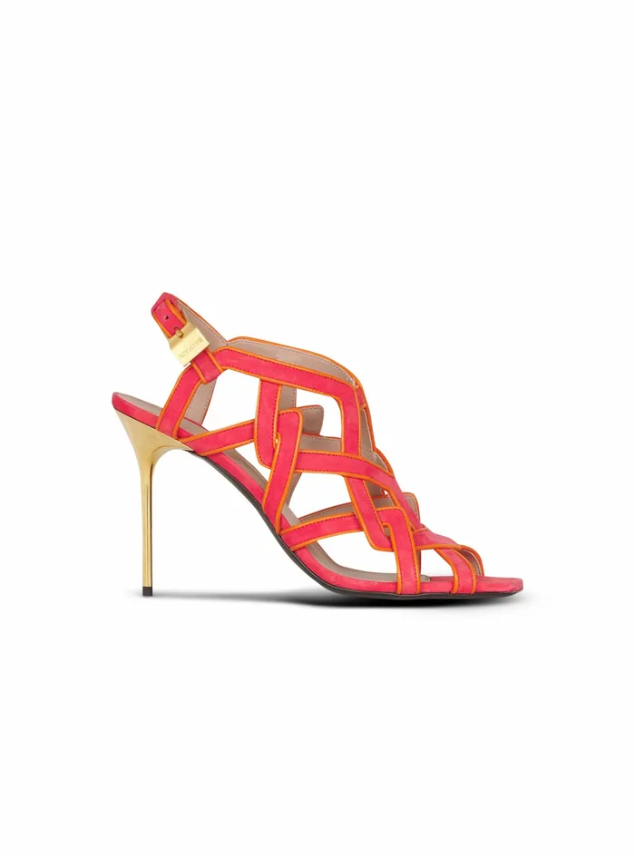 Balmain Sandals Womens Suede Urania Sandals Pink