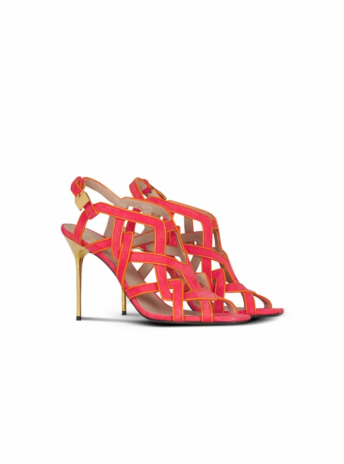Balmain Sandals Womens Suede Urania Sandals Pink Balmain Sandals Womens Suede Urania Sandals Pink