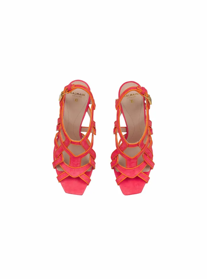 Balmain Sandals Womens Suede Urania Sandals Pink Balmain Sandals Womens Suede Urania Sandals Pink