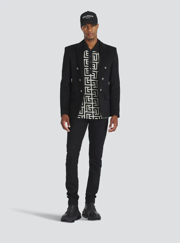 Balmain Shirts And Polos Mens Cotton Polo With Maxi Balmain Monogram Black Balmain Shirts And Polos Mens Cotton Polo With Maxi Balmain Monogram Black