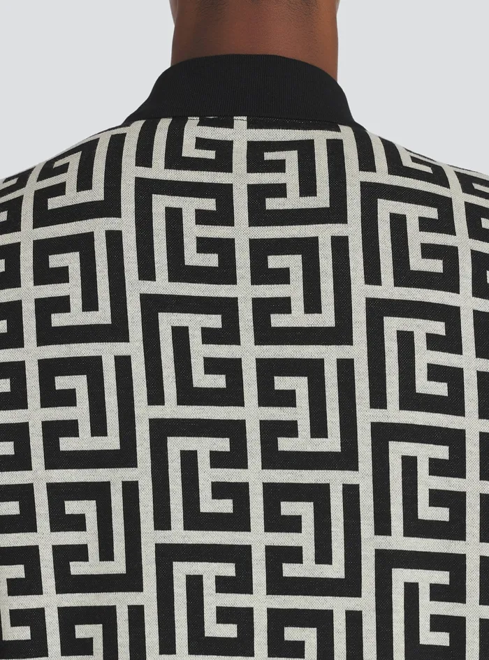 Balmain Shirts And Polos Mens Cotton Polo With Maxi Balmain Monogram Black Balmain Shirts And Polos Mens Cotton Polo With Maxi Balmain Monogram Black