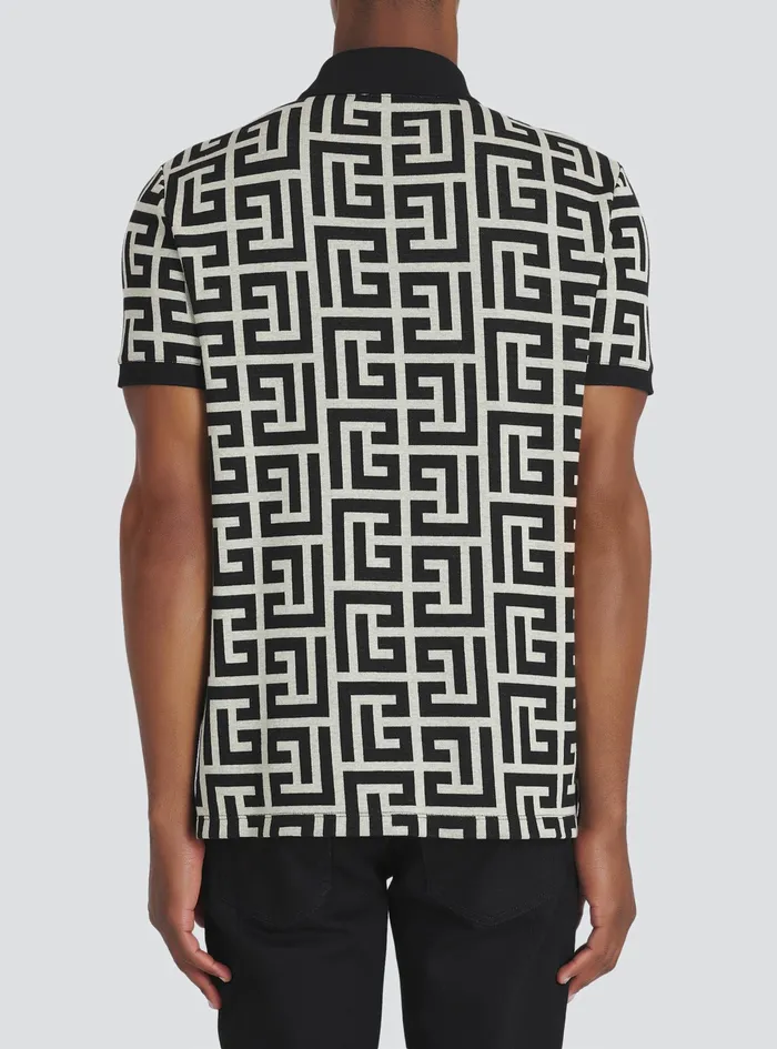 Balmain Shirts And Polos Mens Cotton Polo With Maxi Balmain Monogram Black Balmain Shirts And Polos Mens Cotton Polo With Maxi Balmain Monogram Black