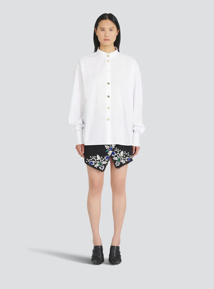 Balmain Shirts And Polos Mens Poplin Shirt White Balmain Shirts And Polos Mens Poplin Shirt White