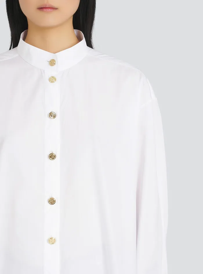 Balmain Shirts And Polos Mens Poplin Shirt White Balmain Shirts And Polos Mens Poplin Shirt White