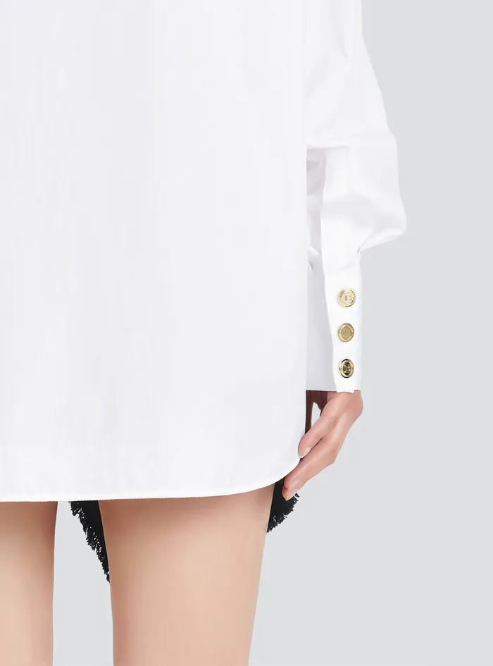 Balmain Shirts And Polos Mens Poplin Shirt White Balmain Shirts And Polos Mens Poplin Shirt White