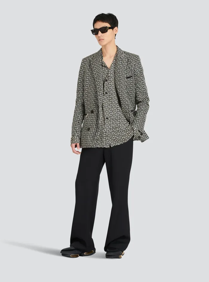 Balmain Shirts And Polos Mens Pyjama Shirt With Balmain Monogram Print Black Balmain Shirts And Polos Mens Pyjama Shirt With Balmain Monogram Print Black