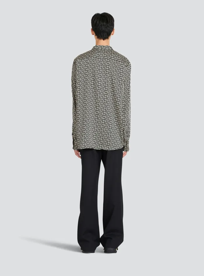 Balmain Shirts And Polos Mens Pyjama Shirt With Balmain Monogram Print Black Balmain Shirts And Polos Mens Pyjama Shirt With Balmain Monogram Print Black