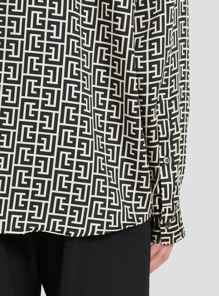 Balmain Shirts And Polos Mens Pyjama Shirt With Balmain Monogram Print Black Balmain Shirts And Polos Mens Pyjama Shirt With Balmain Monogram Print Black