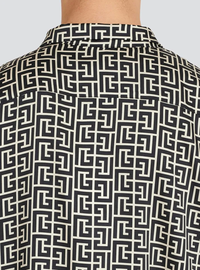 Balmain Shirts And Polos Mens Pyjama Shirt With Balmain Monogram Print Black Balmain Shirts And Polos Mens Pyjama Shirt With Balmain Monogram Print Black