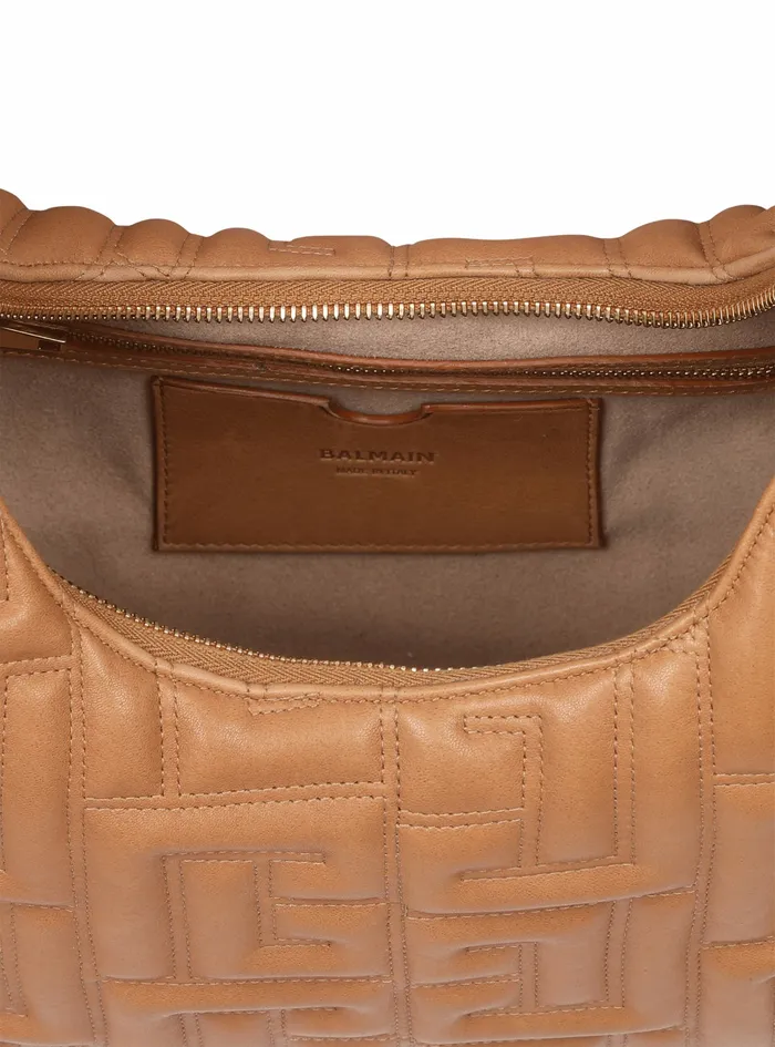 Balmain Shoulder Bags Womens Quilted Leather Pillow Hobo Bag Beige Balmain Shoulder Bags Womens Quilted Leather Pillow Hobo Bag Beige