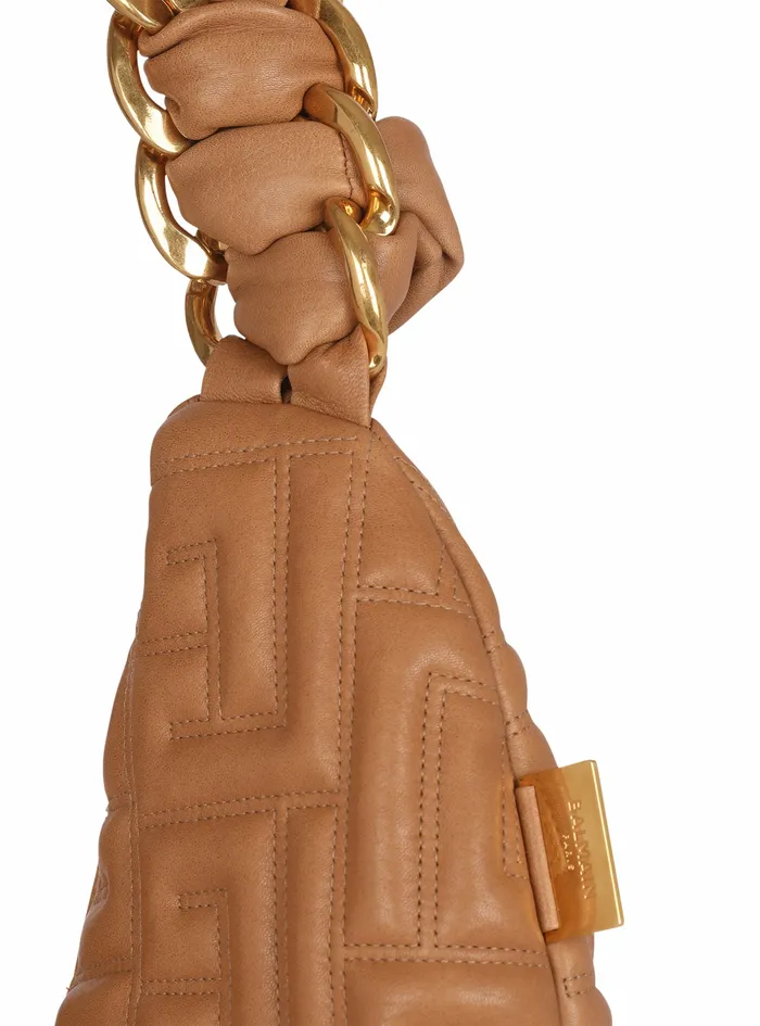 Balmain Shoulder Bags Womens Quilted Leather Pillow Hobo Bag Beige Balmain Shoulder Bags Womens Quilted Leather Pillow Hobo Bag Beige