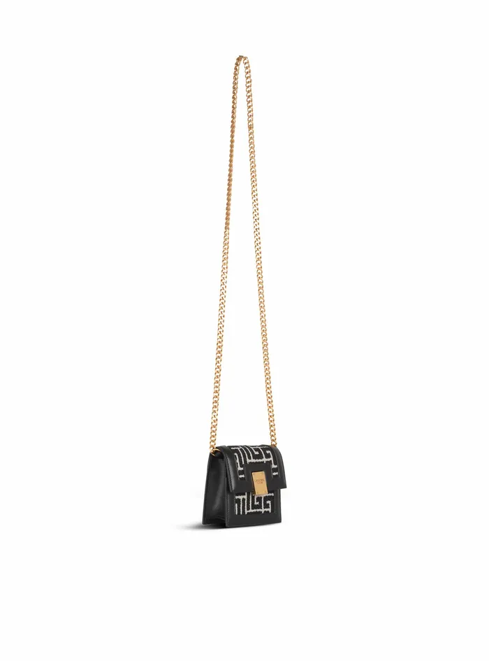 Balmain Small Leather Goods Womens Bicolor Jacquard 1945 Card Holder With Chain Black Balmain Small Leather Goods Womens Bicolor Jacquard 1945 Card Holder With Chain Black