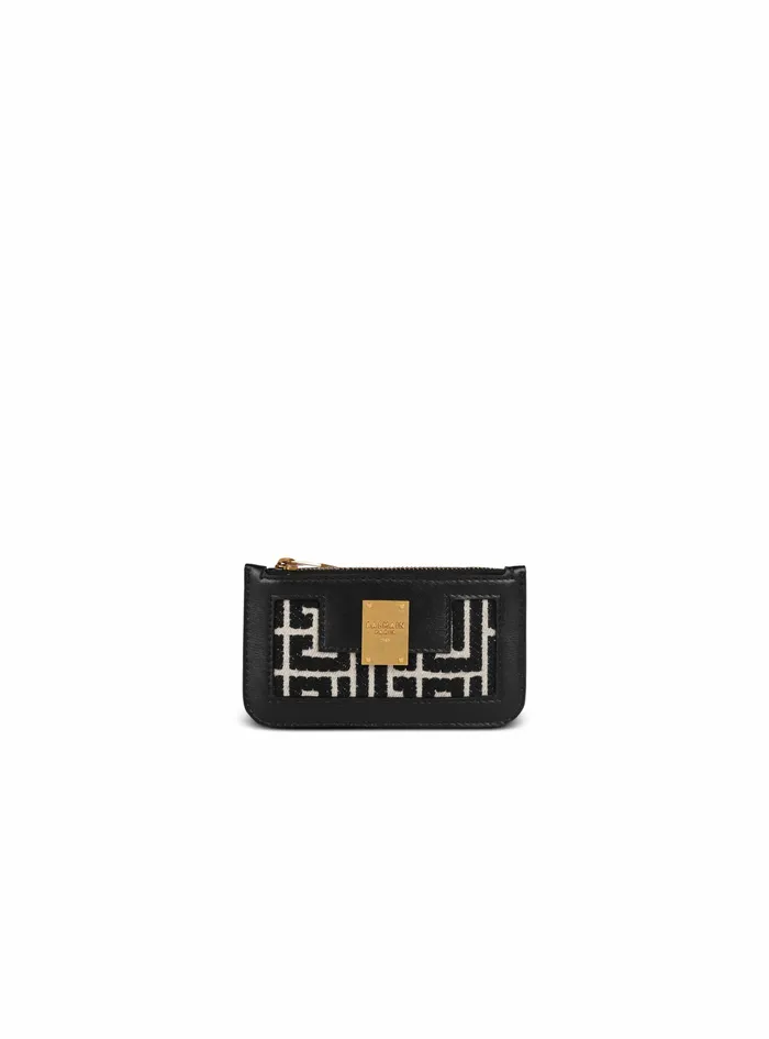 Balmain Small Leather Goods Womens Bicolor Jacquard 1945 Card Holder With Leather Panels Black Balmain Small Leather Goods Womens Bicolor Jacquard 1945 Card Holder With Leather Panels Black