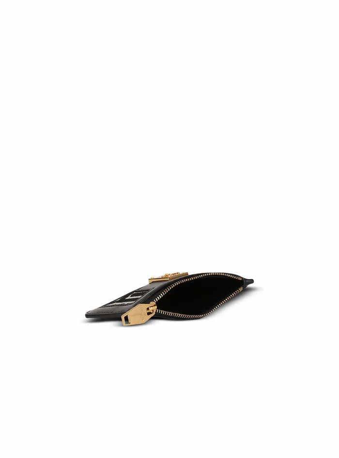 Balmain Small Leather Goods Womens Bicolor Jacquard 1945 Card Holder With Leather Panels Black Balmain Small Leather Goods Womens Bicolor Jacquard 1945 Card Holder With Leather Panels Black