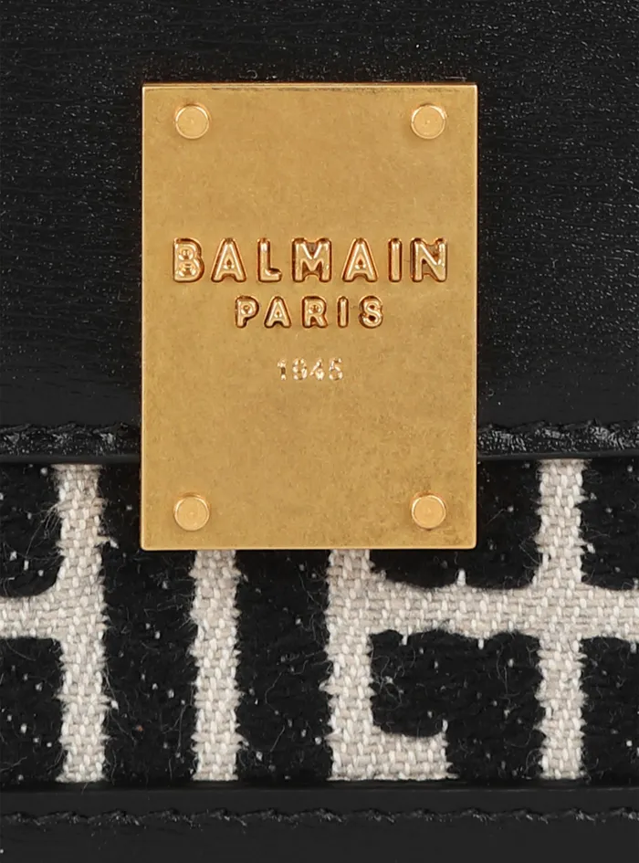 Balmain Small Leather Goods Womens Bicolor Jacquard 1945 Card Holder With Leather Panels Black Balmain Small Leather Goods Womens Bicolor Jacquard 1945 Card Holder With Leather Panels Black