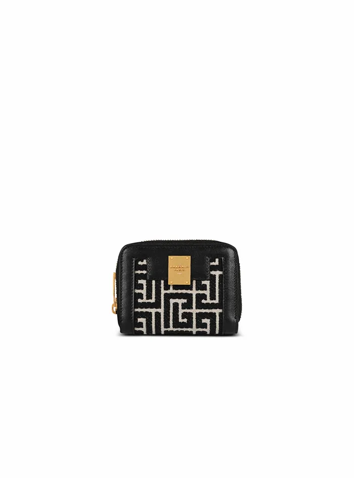 Balmain Small Leather Goods Womens Bicolor Jacquard 1945 Coin Pouch Withleather Panels Black Balmain Small Leather Goods Womens Bicolor Jacquard 1945 Coin Pouch Withleather Panels Black