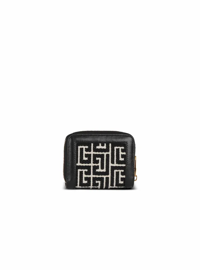 Balmain Small Leather Goods Womens Bicolor Jacquard 1945 Coin Pouch Withleather Panels Black Balmain Small Leather Goods Womens Bicolor Jacquard 1945 Coin Pouch Withleather Panels Black