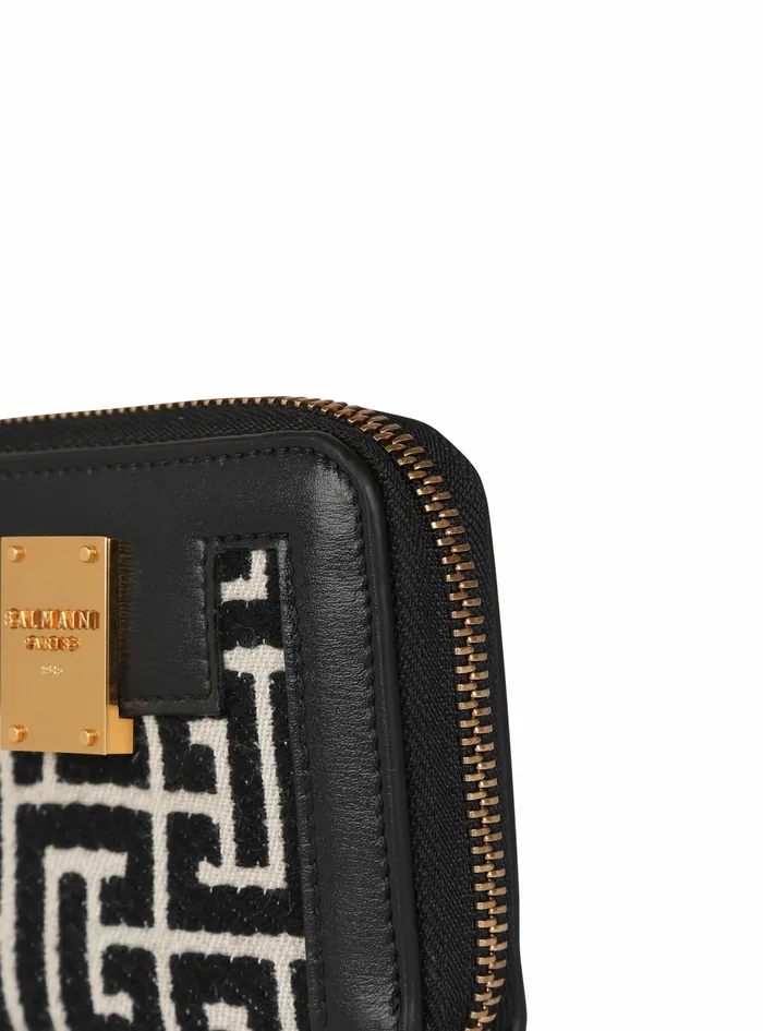 Balmain Small Leather Goods Womens Bicolor Jacquard 1945 Coin Pouch Withleather Panels Black Balmain Small Leather Goods Womens Bicolor Jacquard 1945 Coin Pouch Withleather Panels Black