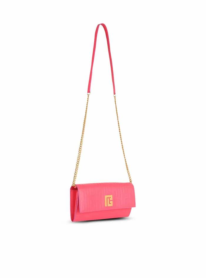 Balmain Small Leather Goods Womens Debossed Leather 1945 Wallet With Balmain Monogram And Chain Pink Balmain Small Leather Goods Womens Debossed Leather 1945 Wallet With Balmain Monogram And Chain Pink