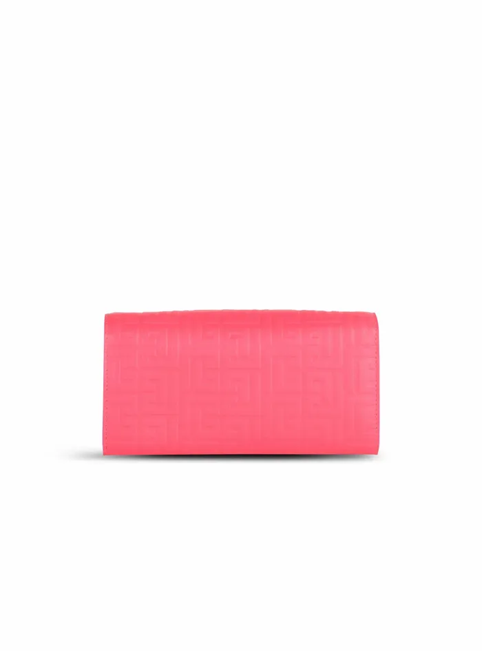 Balmain Small Leather Goods Womens Debossed Leather 1945 Wallet With Balmain Monogram And Chain Pink Balmain Small Leather Goods Womens Debossed Leather 1945 Wallet With Balmain Monogram And Chain Pink