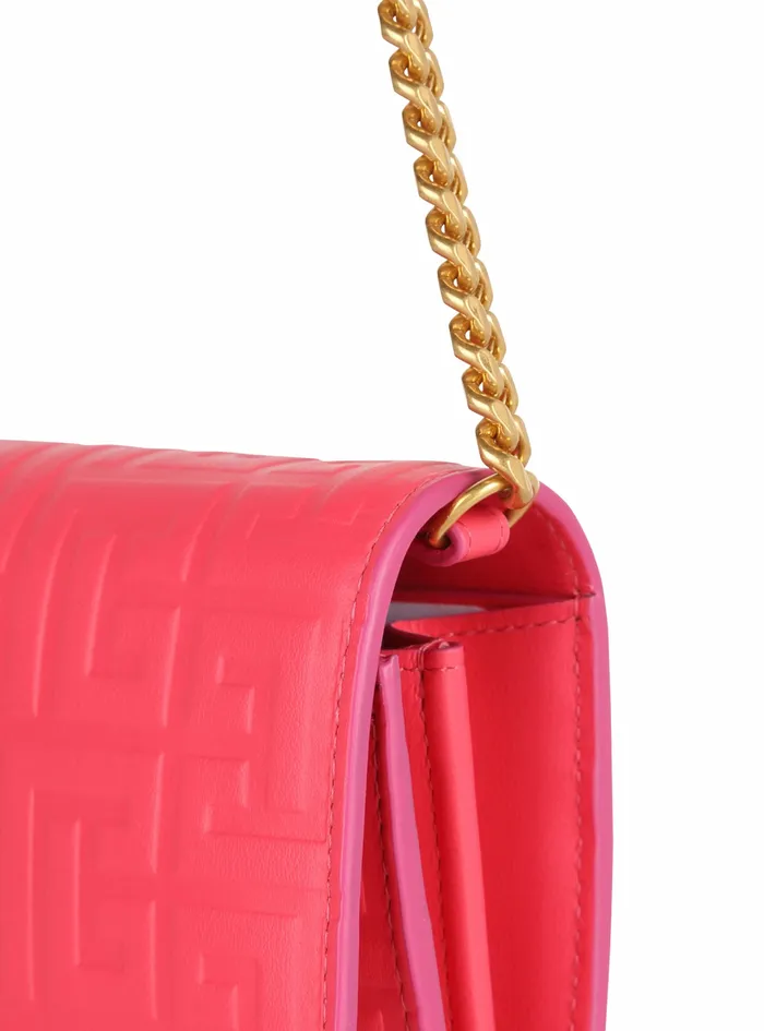 Balmain Small Leather Goods Womens Debossed Leather 1945 Wallet With Balmain Monogram And Chain Pink Balmain Small Leather Goods Womens Debossed Leather 1945 Wallet With Balmain Monogram And Chain Pink