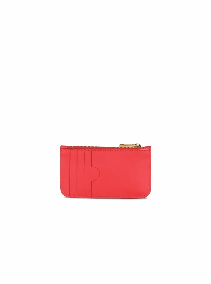Balmain Small Leather Goods Womens Debossed Leather Card Holder With Balmain Monogram Red Balmain Small Leather Goods Womens Debossed Leather Card Holder With Balmain Monogram Red