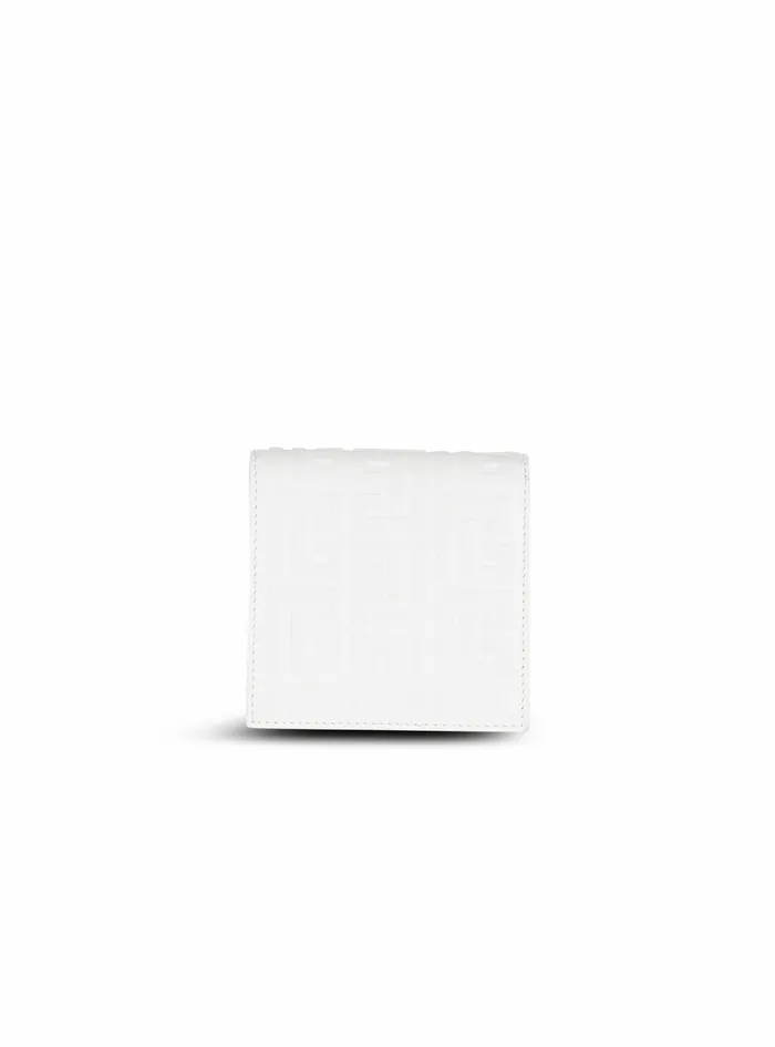 Balmain Small Leather Goods Womens Debossed Leather Chain Card Holder With Balmain Monogram White Balmain Small Leather Goods Womens Debossed Leather Chain Card Holder With Balmain Monogram White