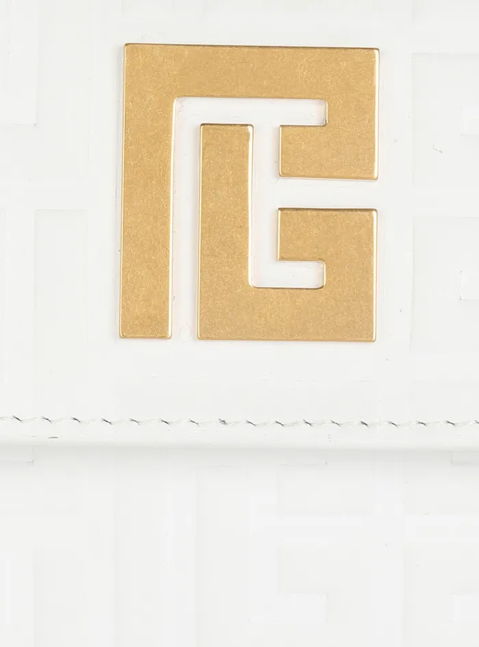 Balmain Small Leather Goods Womens Debossed Leather Chain Card Holder With Balmain Monogram White Balmain Small Leather Goods Womens Debossed Leather Chain Card Holder With Balmain Monogram White