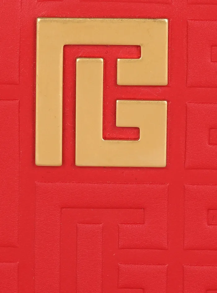 Balmain Small Leather Goods Womens Debossed Leather Wallet With Balmain Monogram Red Balmain Small Leather Goods Womens Debossed Leather Wallet With Balmain Monogram Red