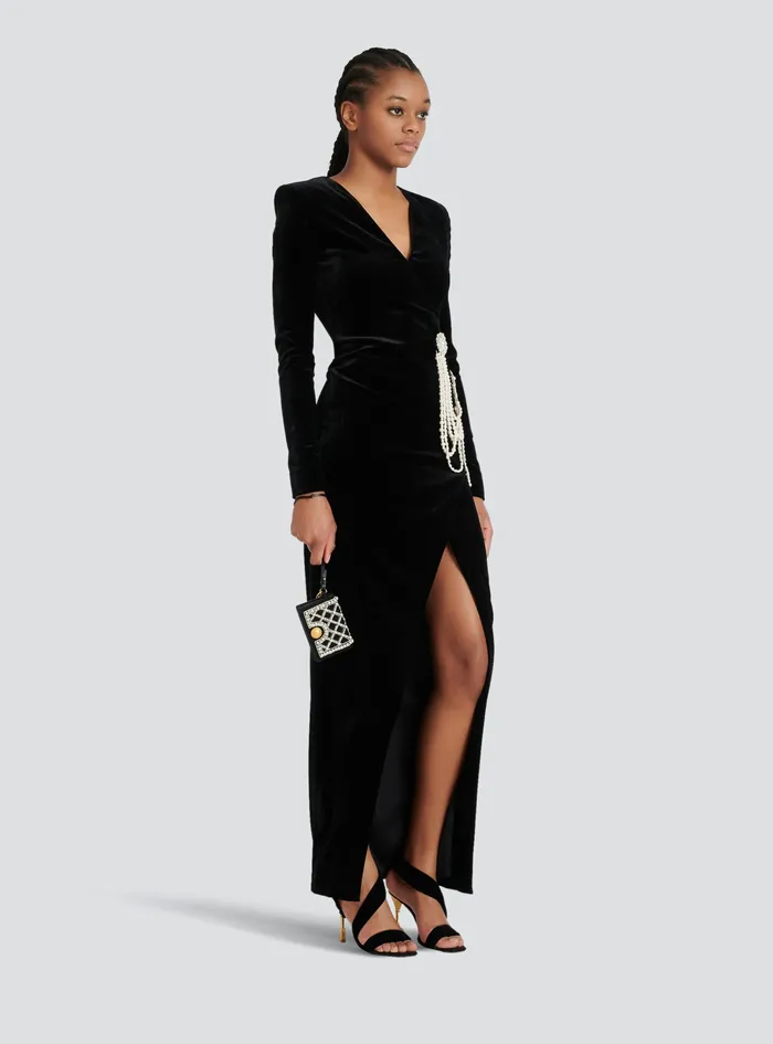 Balmain Small Leather Goods Womens Suede And Embroidered Pearl Coin Card Holder Black Balmain Small Leather Goods Womens Suede And Embroidered Pearl Coin Card Holder Black