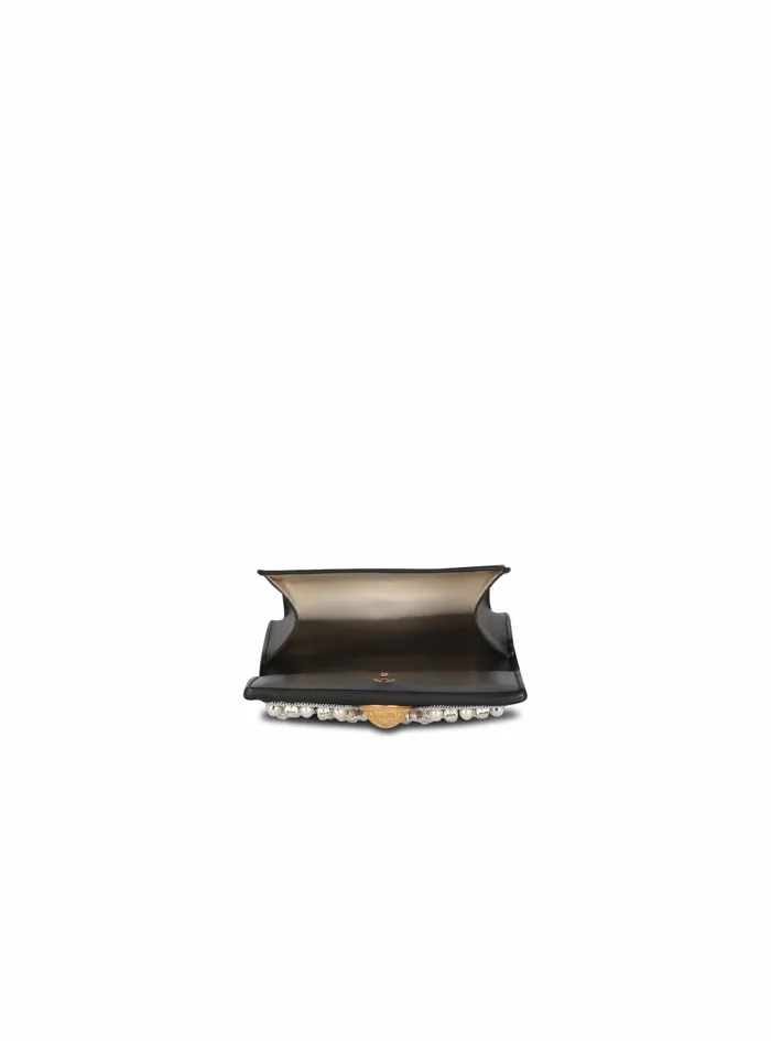 Balmain Small Leather Goods Womens Suede And Embroidered Pearl Coin Card Holder Black Balmain Small Leather Goods Womens Suede And Embroidered Pearl Coin Card Holder Black