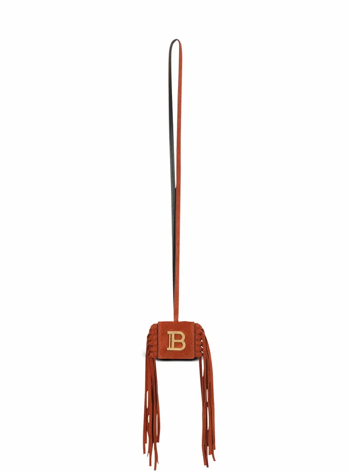 Balmain Small Leather Goods Womens X Netflix Fringedsuede Key Chain Brown