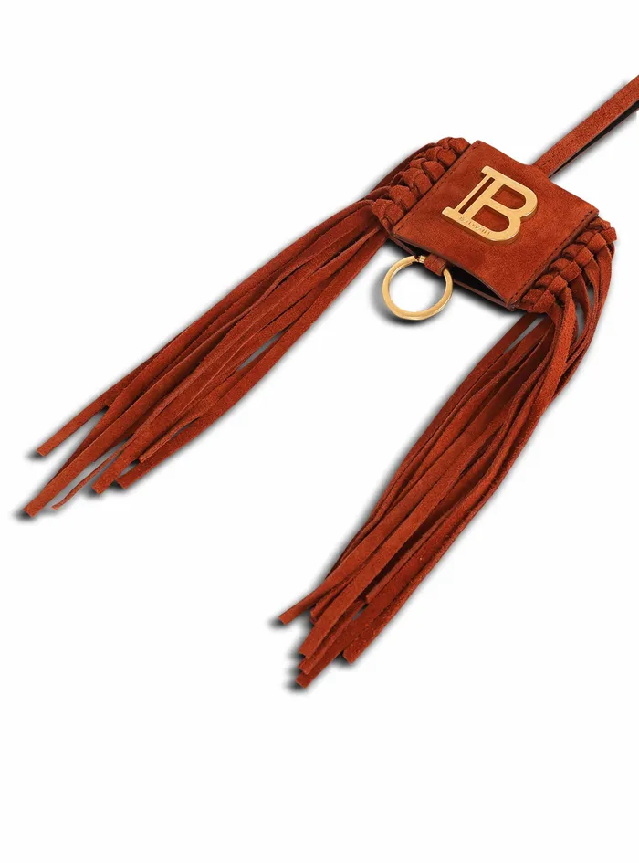 Balmain Small Leather Goods Womens X Netflix Fringedsuede Key Chain Brown Balmain Small Leather Goods Womens X Netflix Fringedsuede Key Chain Brown