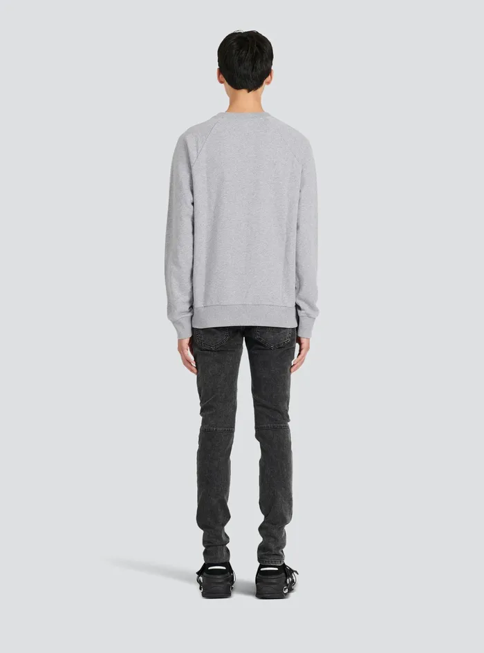 Balmain Sweatshirts Mens Cotton Sweatshirt With Embossed Balmain Logo Grey Balmain Sweatshirts Mens Cotton Sweatshirt With Embossed Balmain Logo Grey
