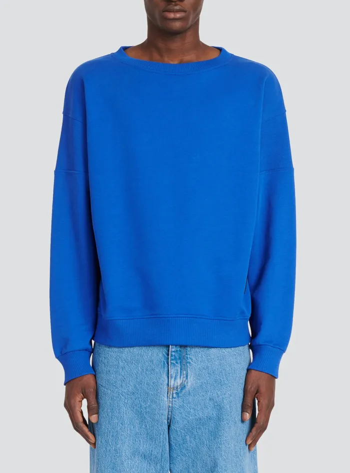 Balmain Sweatshirts Mens EcoDesigned Cotton Sweatshirt With Balmain Logo Print Navy Balmain Sweatshirts Mens EcoDesigned Cotton Sweatshirt With Balmain Logo Print Navy